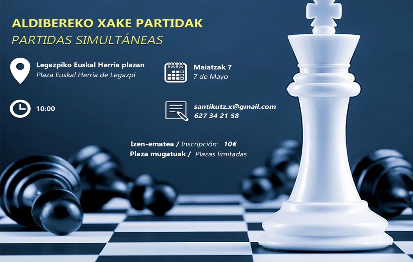 El campeón estatal de ajedrez Eduardo Iturrizaga en Legazpi
