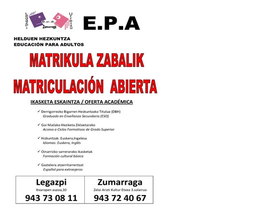 Matricúlate en educación para adultos (epa)