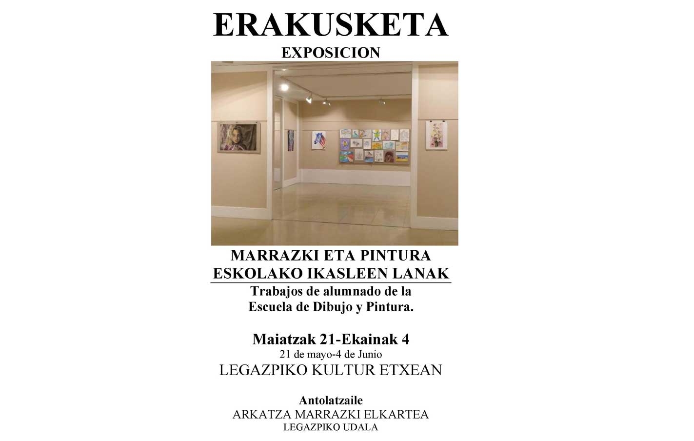 Exposición de alumnado de la escuela de Dibujo y Pintura en Kultur Etxea