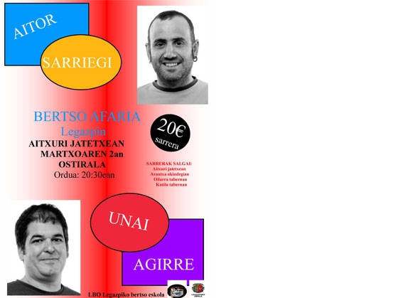 A la venta los tikets pra el Bertso-Afari