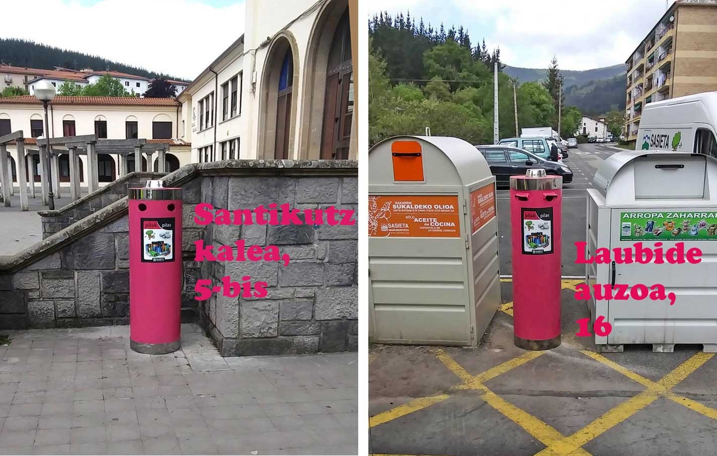 Instalados dos nuevos contenedores para la recogida de pilas