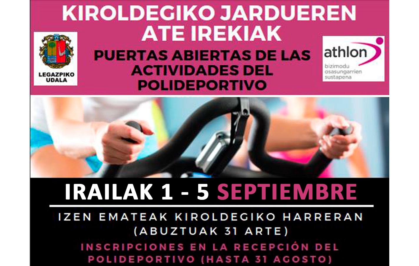 El nuevo curso del Polideportivo Bikuña comenzará el 1 de septiembre