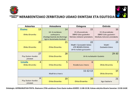 Horario de verano en el servicio para adolescentes