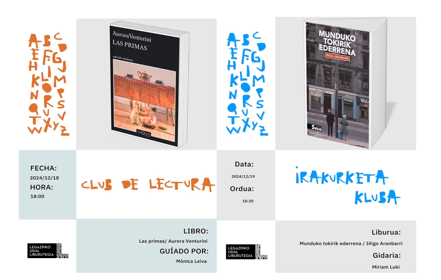 Sesiones de los clubs de lectura en diciembre
