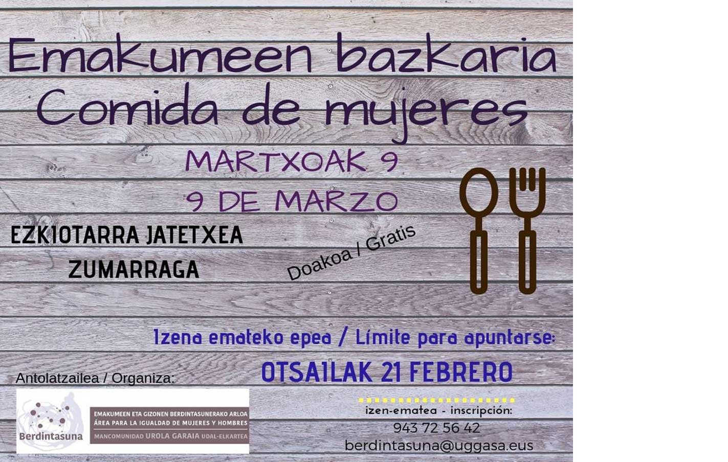 Comida de mujeres. 9 de marzo.