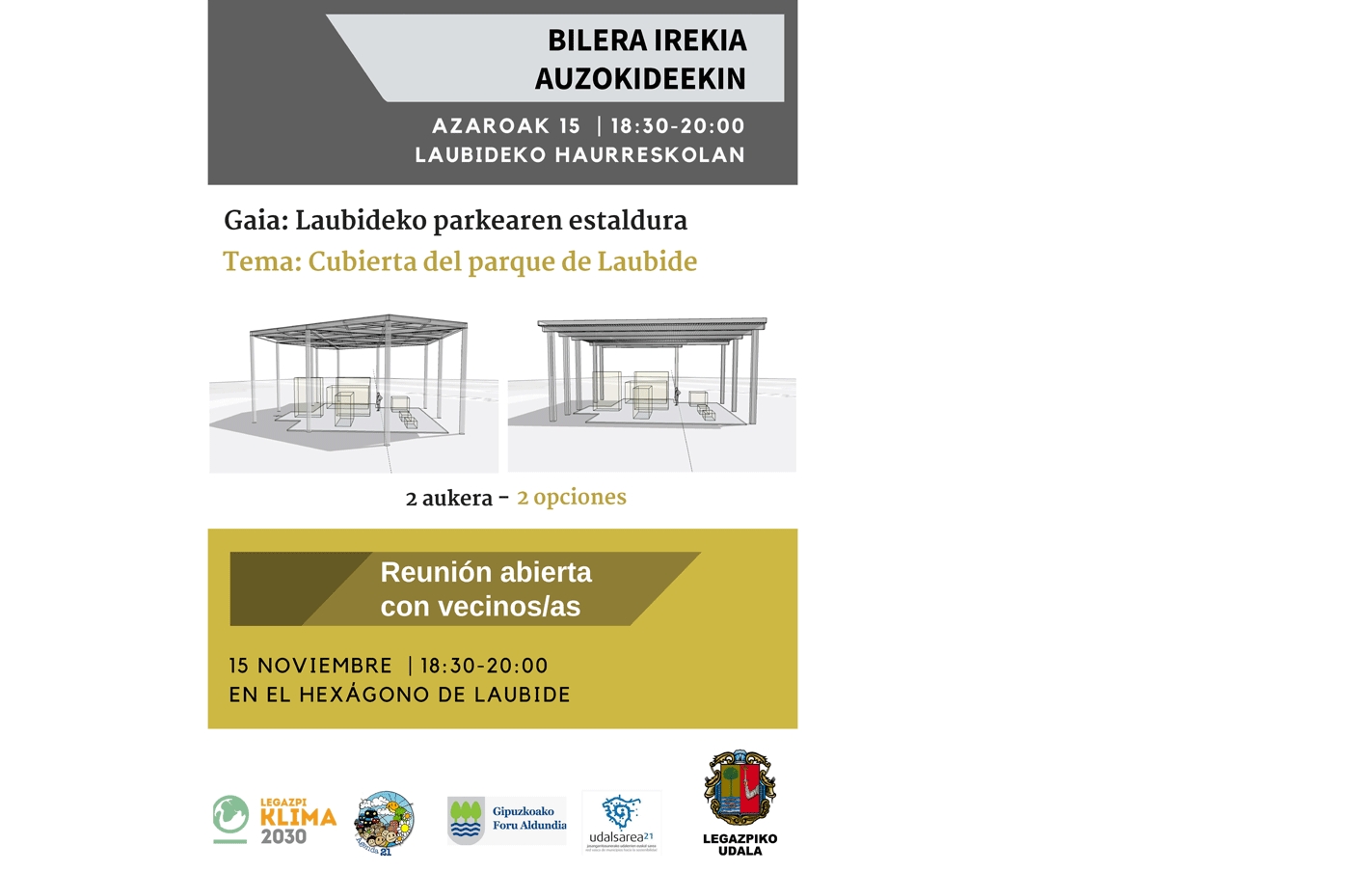 2 propuestas para cubrir el parque de Laubide