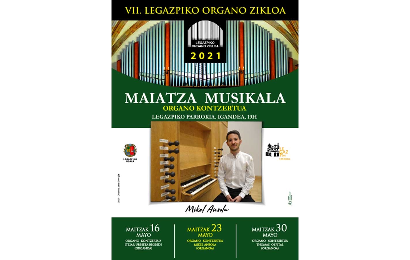 Mikel Ansola en el segundo concierto del ciclo de Organo.