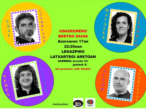 Festival de bertsolaris-viernes, 17 de noviembre-22:30 en Latxartegi aretoa