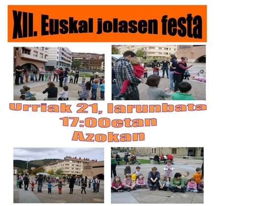 Fiesta de juegos y canciones en euskera en familia el 21 de octubre