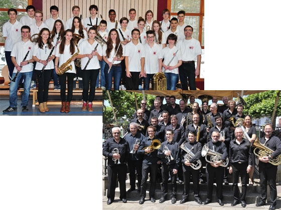 La Banda alemana Musikverein Edelweiss y Euskal Brass Band en Legazpi
