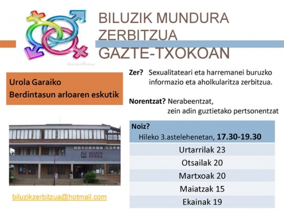 El lunes habrá servicio de Biluzik Mundura en el Gazte-txoko