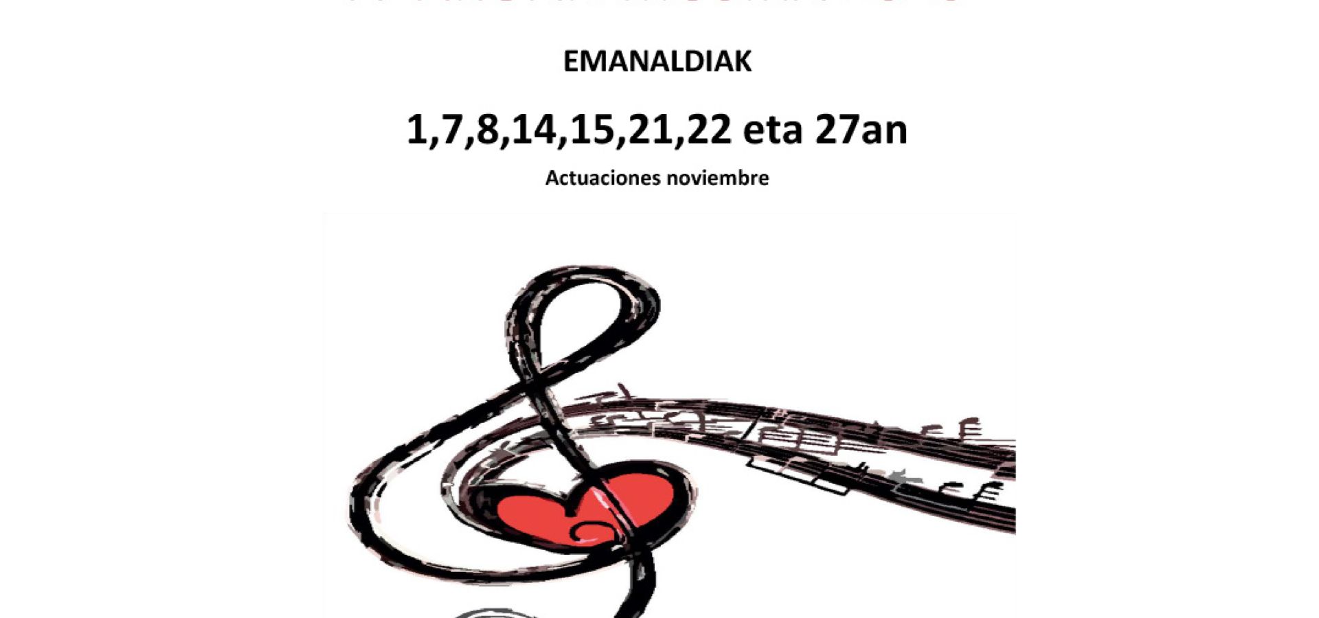 Hamabi proposamen kultural baino gehiagok osatzen dute aurtengo 'Azaroan Musika' zikloa