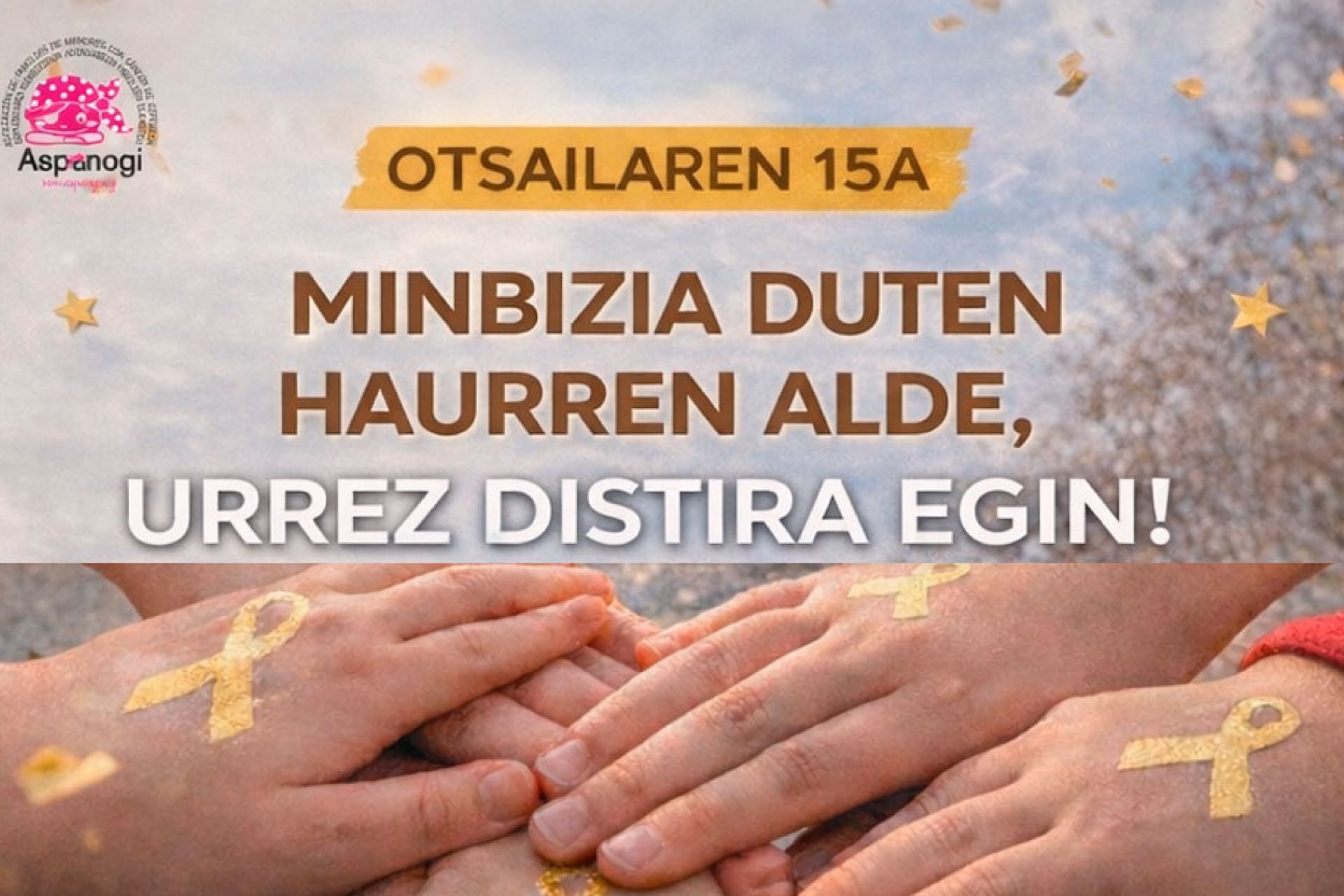 Udala urre kolorez argiztatuko da Haur Minbiziaren Nazioarteko Egunagatik, eta ASPANOGIk mugimenduarekin bat egitera gonbidatzen du