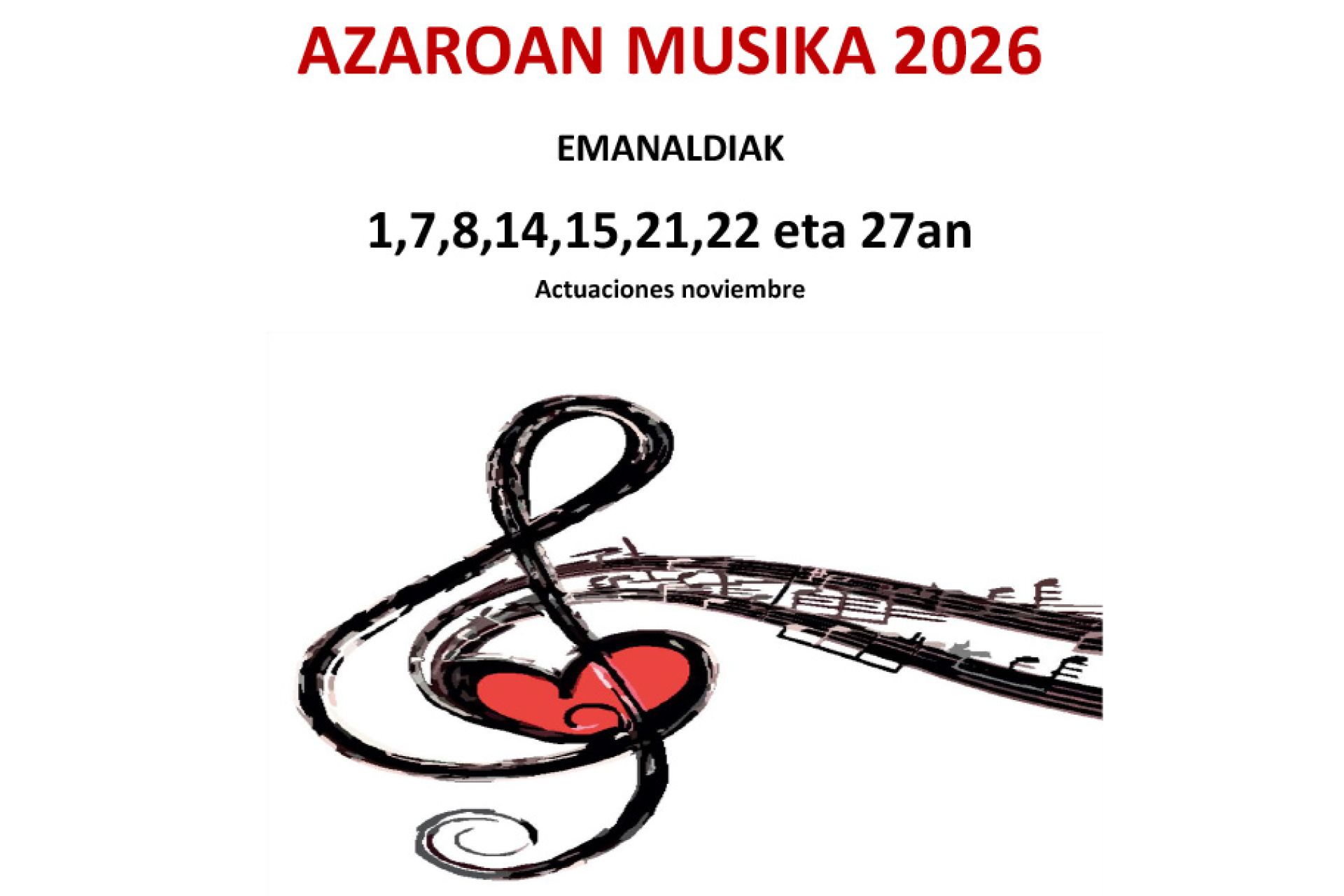 Hamabi proposamen kultural baino gehiagok osatzen dute aurtengo 'Azaroan Musika' zikloa