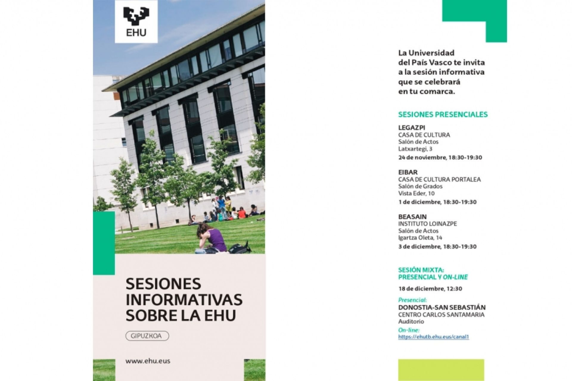 24 de noviembre, la primera sesión informativa sobre la EHU en Kultur etxea de Legazpi