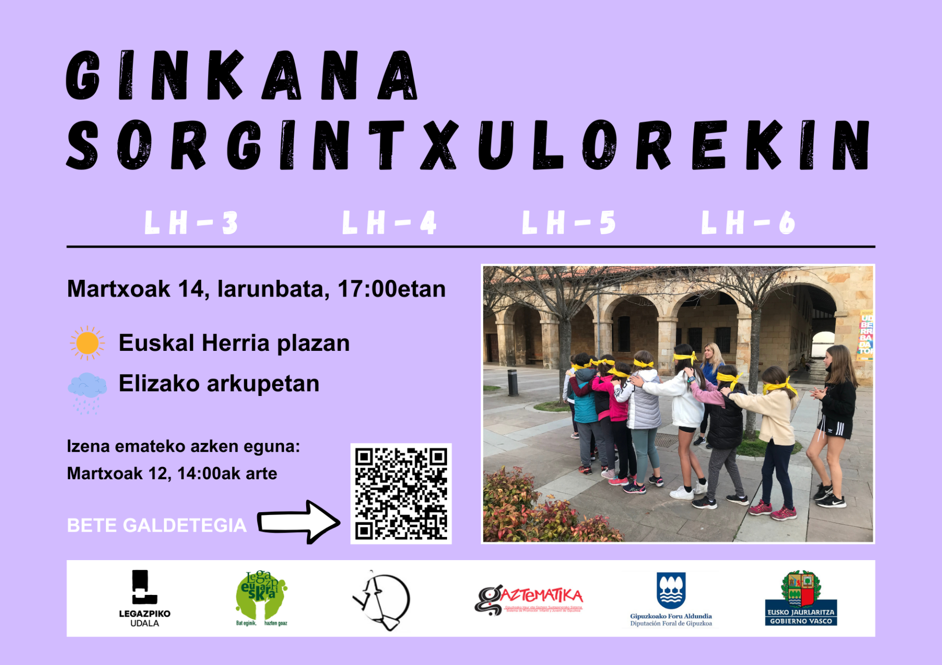 El próximo sábado, 14 de marzo, Ginkana, con el grupo de tiempo libre Sorgintxulo