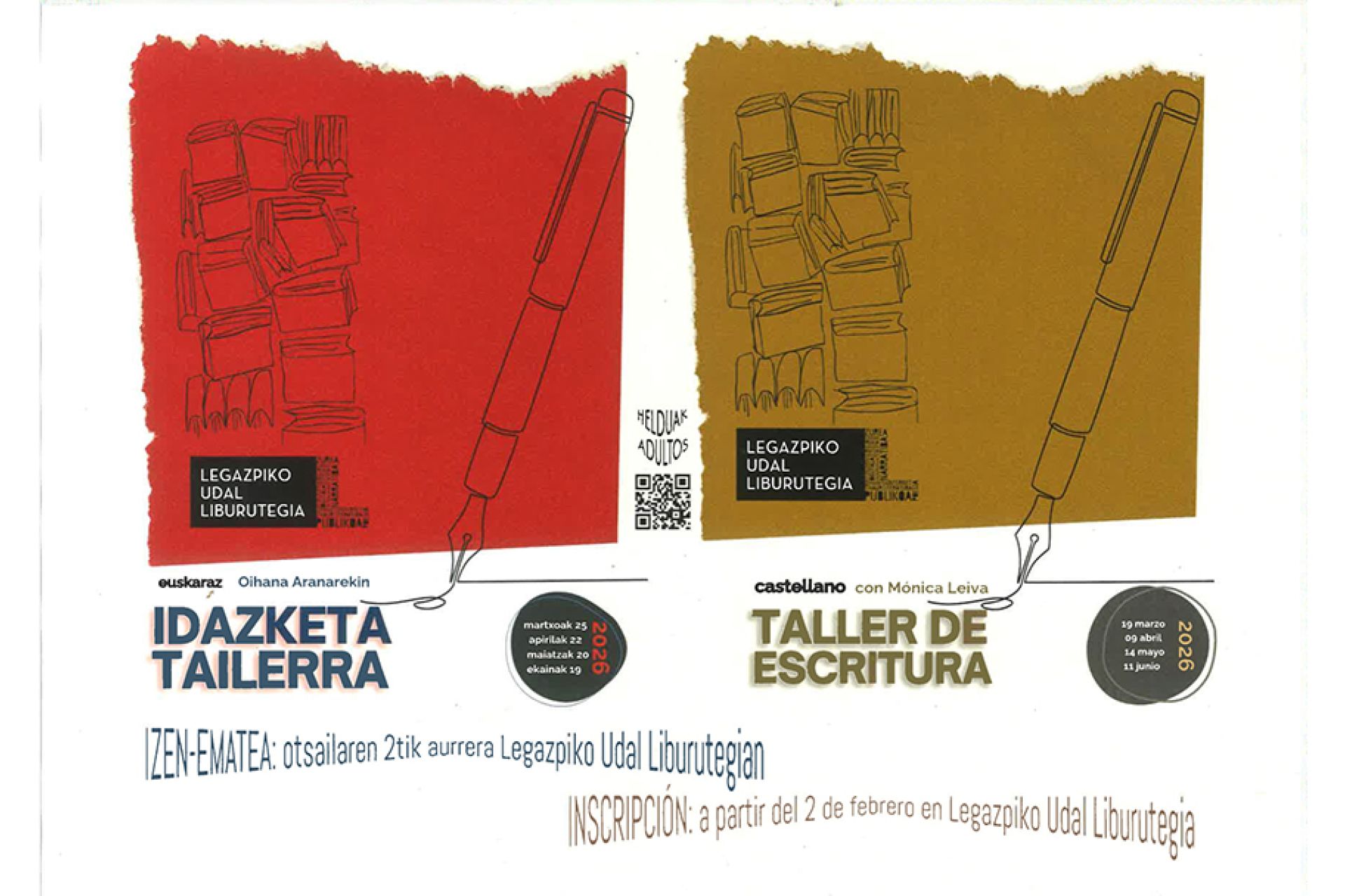 Próximamente se pondrán en marcha dos talleres de escritura creativa en la Biblioteca Pública de Legazpi. Inscripciones a partir del 2 de febrero