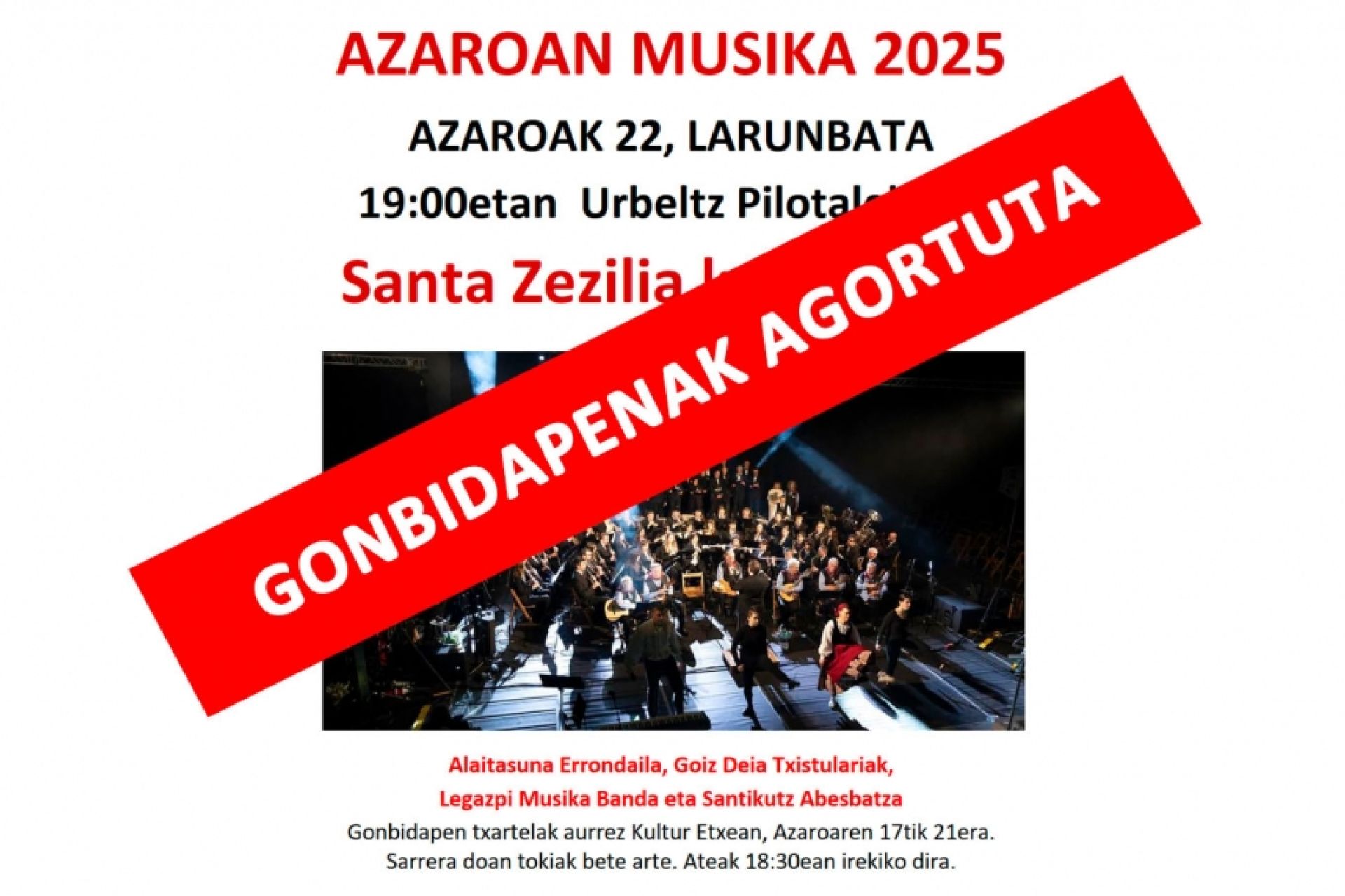 AZAROAN MUSIKA. AGOTADAS todas las invitaciones para el concierto de Santa Cecilia