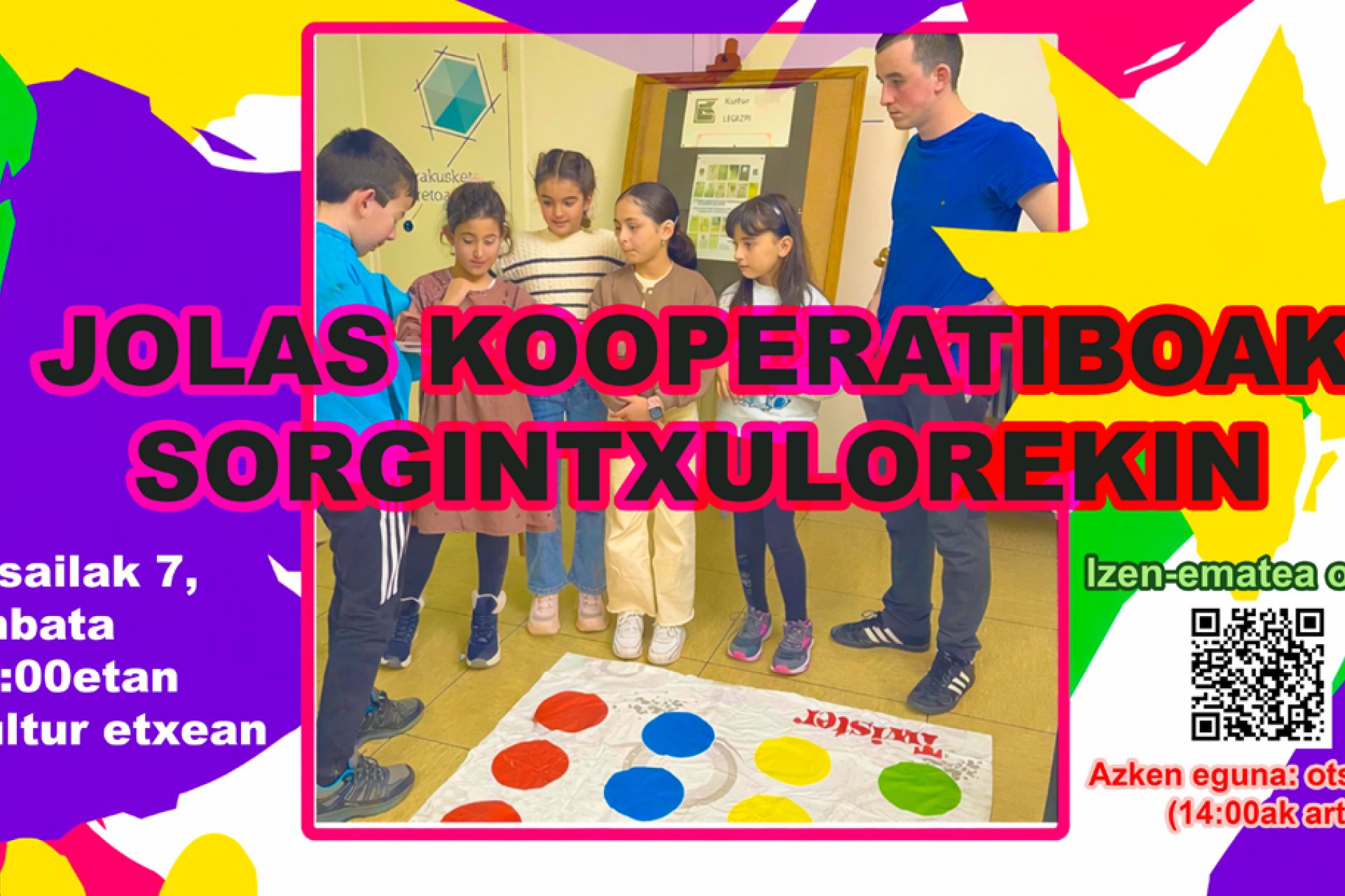 El próximo sábado, 7 de febrero, Juegos Cooperativos con Sorgintxulo en Kultur etxea