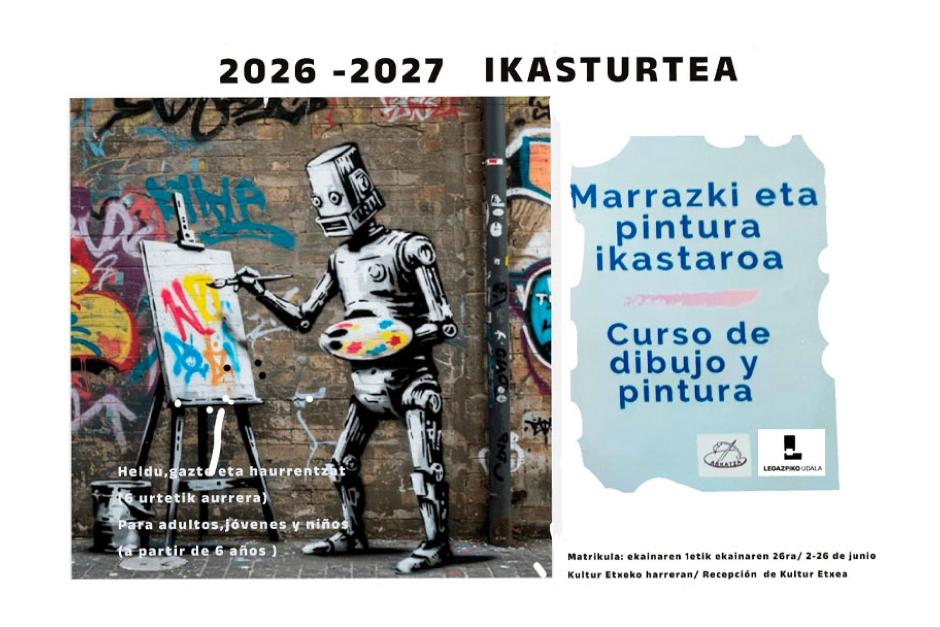 2026-2027 Marrazketa eta Pintura ikastarorako matrikulazio epea zabalik
